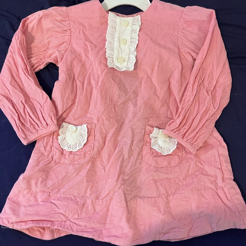 Remember Nguyen Pink Corduroy Toddler Girls Dress 2T Long Sleeve Valentines